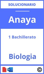 Solucionario Biología 1 Bachillerato Anaya PDF
