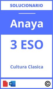 Solucionario Cultura Clásica 3 Eso Anaya PDF