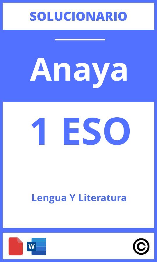 Solucionario Anaya 1 Eso Lengua Y Literatura