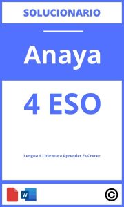 Solucionario Lengua Y Literatura 4 Eso Anaya Aprender Es Crecer PDF