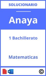 Solucionario Matematicas 1 Bachillerato Anaya PDF