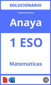 Solucionario Matemáticas 1 Eso Anaya PDF