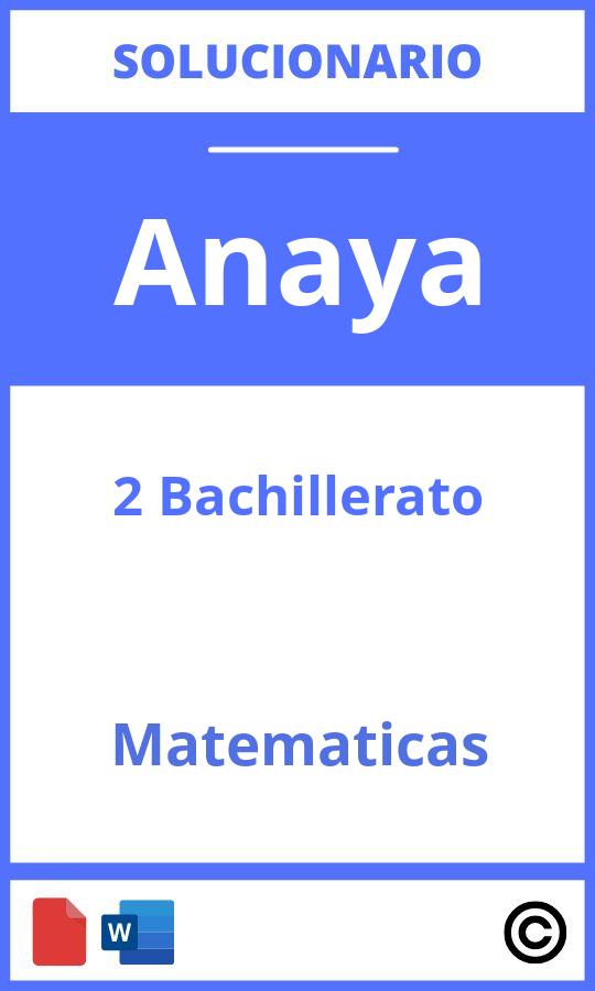 Solucionario 2 Bachillerato Matematicas Anaya