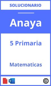 Solucionario Anaya 5 Primaria Matematicas PDF