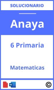 Solucionario Matemáticas 6 Primaria Anaya PDF