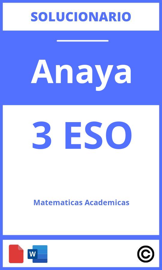 Solucionario Anaya 3 Eso Matematicas Academicas