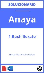 Solucionario Anaya 1 Bachillerato Matemáticas Ciencias Sociales PDF