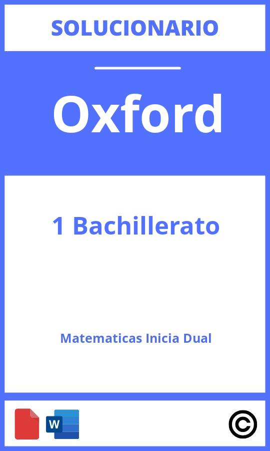 Solucionario Matematicas 1 Bachillerato Oxford Inicia Dual